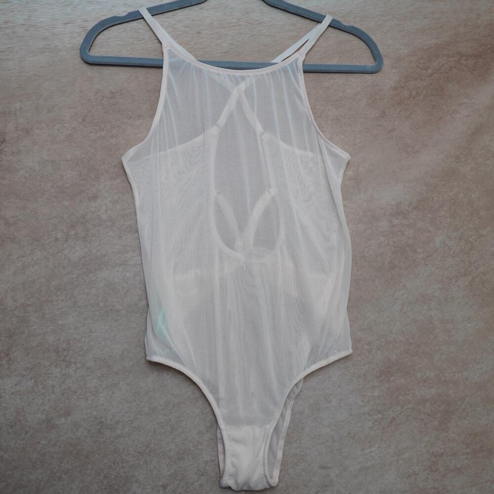 Honeydew Sheer Mesh Bodysuit Blush Large